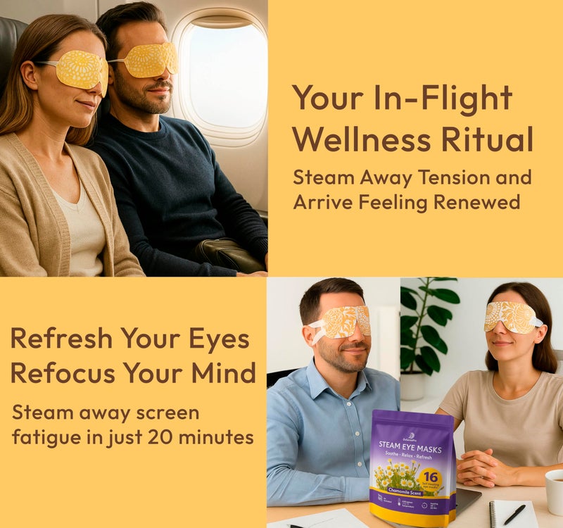 DoSensePro Steam Eye Mask - 16 Pack Chamomile Self-Heating Warm Compress for Dry Eyes, Puffy Eyes Relief, Cornea Care, and Relaxation – Soothing & Comfortable Heated Eye Pads - Image 3